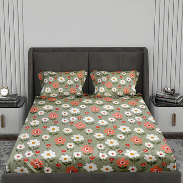 Crystal - 140GSM Glance Cotton Double Bed BedSheet