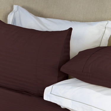 Simple Living - 210TC Satin Stripe Bedsheet Set(Dark Chocolate)