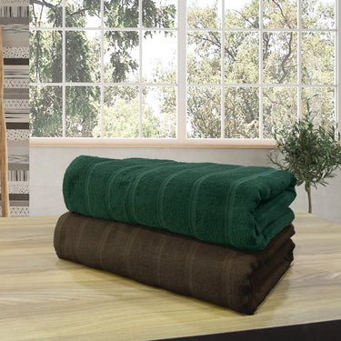 Quickdry - Pack of 2 Super Soft Bath Towels (Green&Brown)