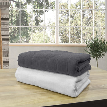 Quickdry - Pack of 2 Super Soft Bath Towels (Grey&White)