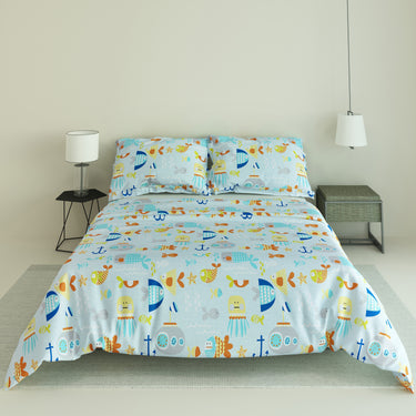 Kids Mania - 140GSM Cartoon Printed Bedsheet Set