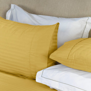 Simple Living - 210TC Satin Stripe Bedsheet Set(Lemon Yellow)