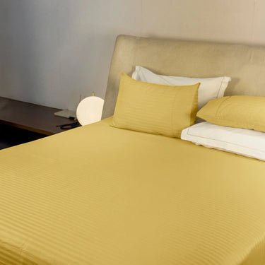 Simple Living - 210TC Satin Stripe Bedsheet Set(Lemon Yellow)