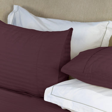 Simple Living - 210TC Satin Stripe Bedsheet Set(Maroon)