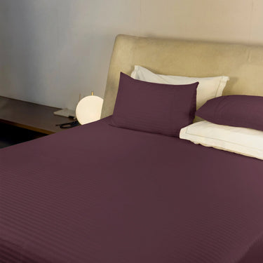 Simple Living - 210TC Satin Stripe Bedsheet Set(Maroon)