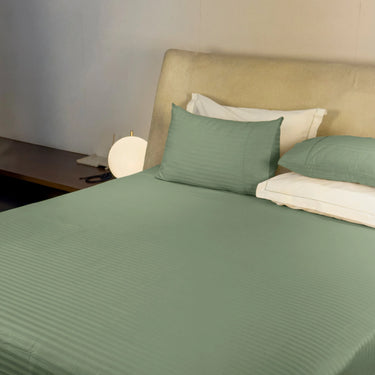 Simple Living - 210TC Satin Stripe Bedsheet Set(Midnight Green)