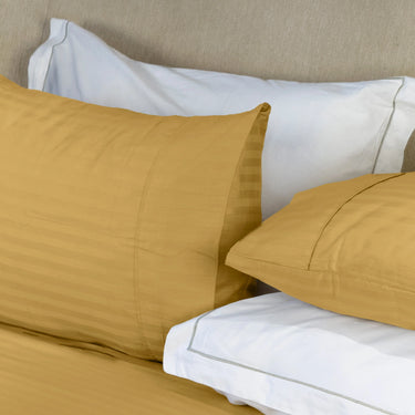 Simple Living - 210TC Satin Stripe Bedsheet Set(Mustard)