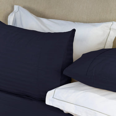 Simple Living - 210TC Satin Stripe Bedsheet Set(Navy Blue)