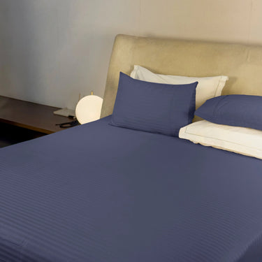 Simple Living - 210TC Satin Stripe Bedsheet Set(Nova Blue)