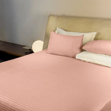 Simple Living - 210TC Satin Stripe Bedsheet Set(Peach)