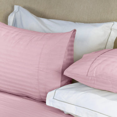 Simple Living - 210TC Satin Stripe Bedsheet Set(Pink)