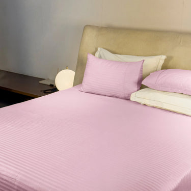 Simple Living - 210TC Satin Stripe Bedsheet Set(Pink)