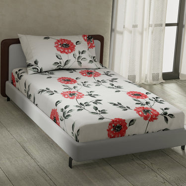 Rose Garden - 180TC 100% Cotton Bedsheet Set ( Single Bed)