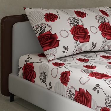 Rose Garden - 180TC 100% Cotton Bedsheet Set ( Single Bed)