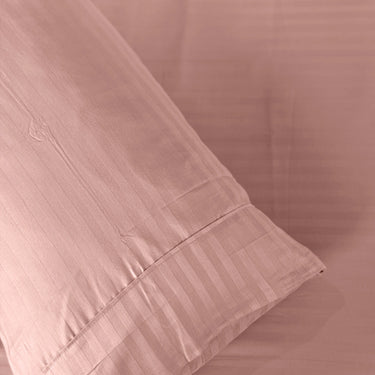 Simple Living - 210TC Satin Stripe Bedsheet Set(Rose Gold)