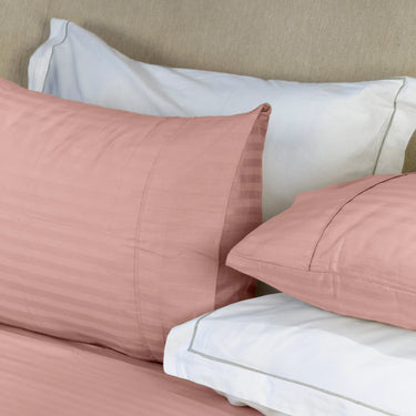 Simple Living - 210TC Satin Stripe Bedsheet Set(Rose Gold)