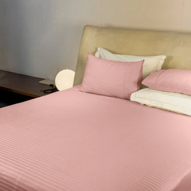 Simple Living - 210TC Satin Stripe Bedsheet Set(Rose Gold)