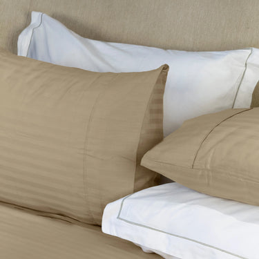 Simple Living - 210TC Satin Stripe Bedsheet Set(Sand Medium)