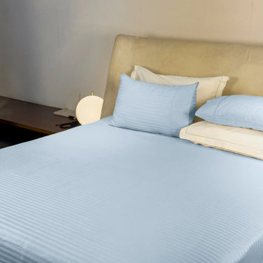 Simple Living - 210TC Satin Stripe Bedsheet Set(Sky Blue)