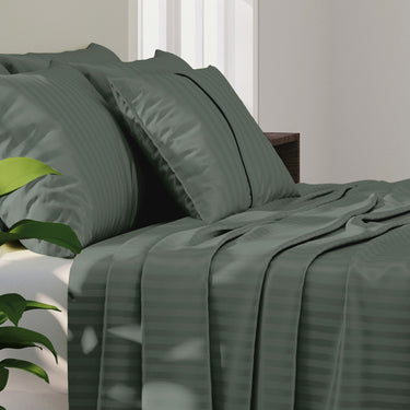 Simple Living - 210TC Satin Stripe Bedsheet Set(Tea Green)