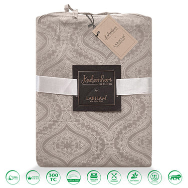 Kadambari 300TC Pure Cotton BedSheet Set(Timber Wolf)