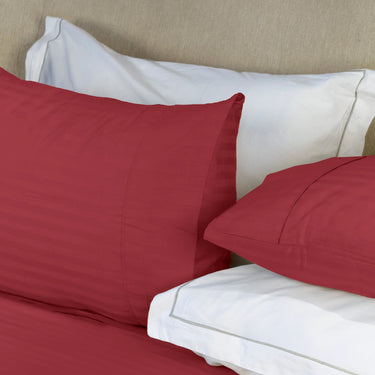 Simple Living - 210TC Satin Stripe Bedsheet Set(Tomato)