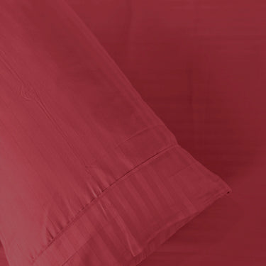 Simple Living - 210TC Satin Stripe Bedsheet Set(Tomato)