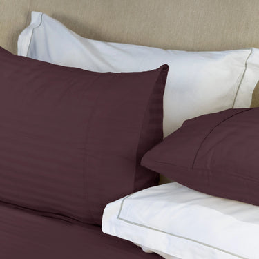 Simple Living - 210TC Satin Stripe Bedsheet Set(Dark Violet)