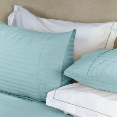 Simple Living - 210TC Satin Stripe Bedsheet Set(Water Blue)