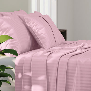 Simple Living - 210TC Satin Stripe Bedsheet Set(Pink)